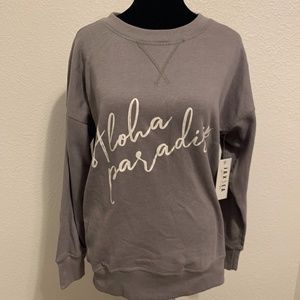 NWT Jax Sea Aloha Paradise Reversible Gray Pullover Sweatshirt Women's Size S